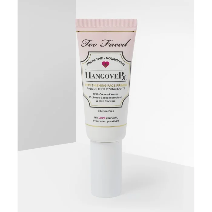 Too Faced Hangover Primer Doll Size - 20ml Our replenishing face primer is your instant cure. Its infused with hydrating coconut water and works to smooth and brighten your skin for a dewy, healthy-looking finish whilst | Veela Beauty Too Faced Hangover Primer Doll Size - 20ml | فييلا