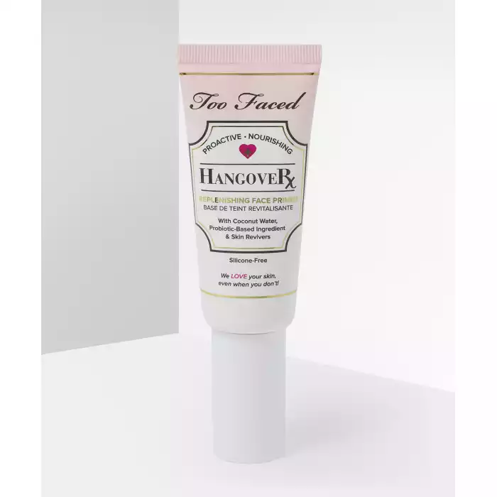Too Faced Hangover Primer Doll Size - 20ml Our replenishing face primer is your instant cure. Its infused with hydrating coconut water and works to smooth and brighten your skin for a dewy, healthy-looking finish whilst | Veela Beauty Too Faced Hangover Primer Doll Size - 20ml | فييلا