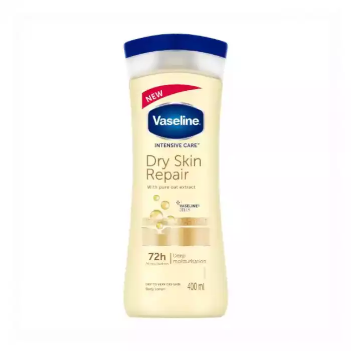 Vaseline Intensive Care Dry Skin Repair 400ml -Vaseline Intensive Care Dry Skin Repair Body Lotion contains micro-droplets of Vaseline petroleum jelly to lock in moisture. -Light, fast-absorbing lotion with a non-greasy | Veela Beauty Vaseline Intensive Care Dry Skin Repair 400ml | فييلا