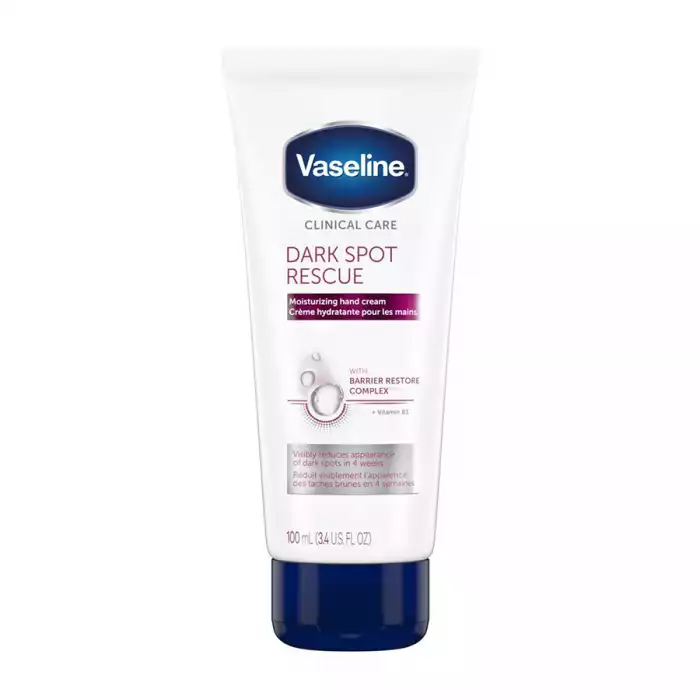 Vaseline Dark Spot Rescue Hand Cream visibly reduces appearance of dark spots in 4 weeks.Vaseline Dark Spot Rescue is a powerful dark spot corrector for dry aging hands Formulated with unique Barrier Repair Complex to s | Veela Beauty Vaseline Dark Spot Rescue Hand Cream visibly reduces