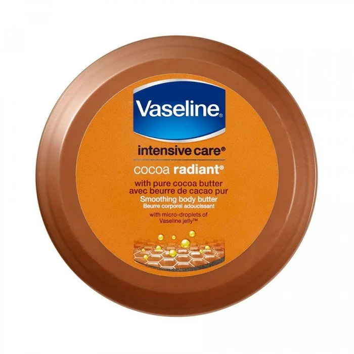 Vaseline Cocoa Radiant Total Moisture Body Butter.
Highly Moisturizing Smoothing Body Butter.
With Pure Cocoa Butter.
Also contains Shea. | Veela Beauty Vaseline Cocoa Radiant Total Moisture Body Butter |