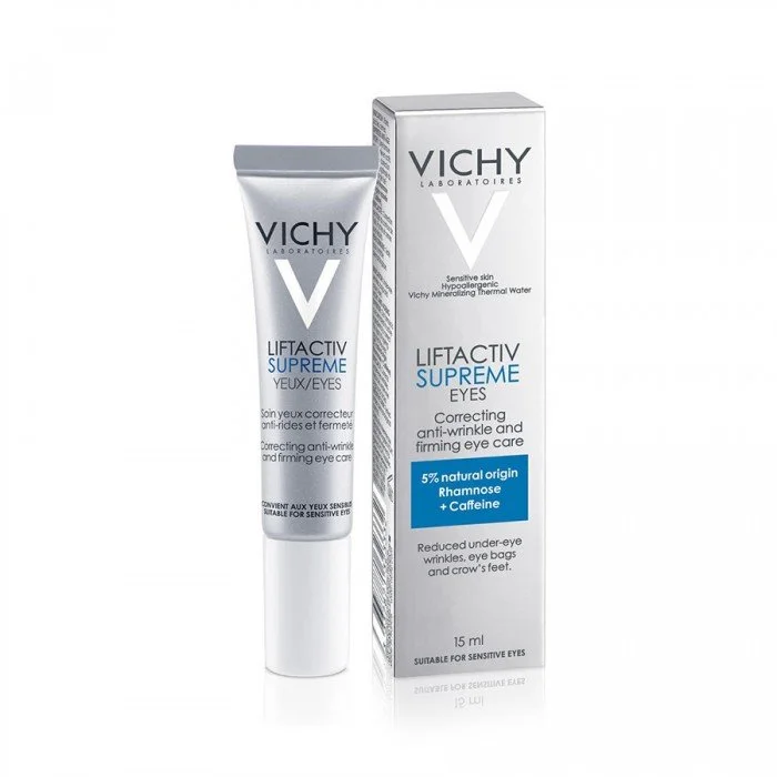 Vichy LiftActiv Supreme Anti Wrinkle And Firming Eye Care 15mlThis eye cream reduces and prevents signs of stress, puffiness and darks circles.Refreshes the under eye skin area and eradicates dark circles.It deflates | Veela Beauty Vichy LiftActiv Supreme Anti Wrinkle And Firming Eye Care