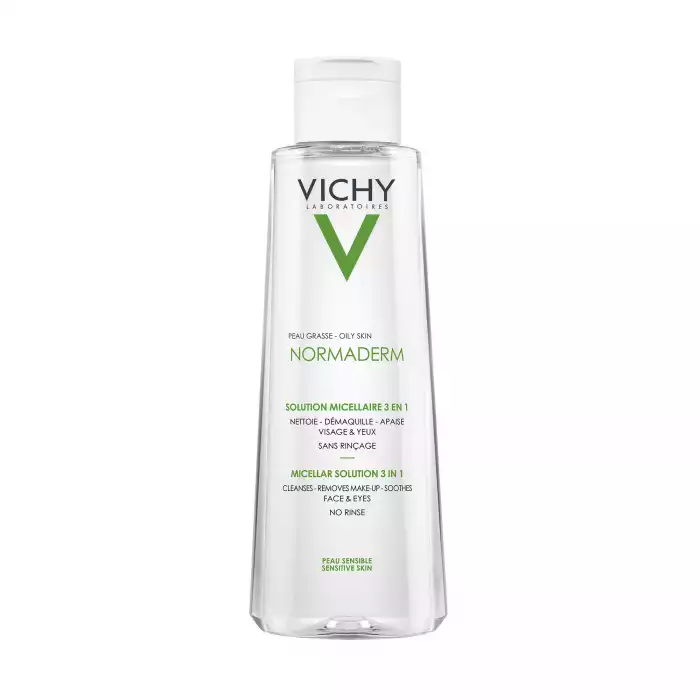 Vichy Normaderm 3 In 1 Micellar Solution 200mlImpurities and excess sebum are instantly removed.Leaves skin feeling soothed and intensely refreshed.Skin is left looking perfectly clean, with no discomfort.Enriched wi | Veela Beauty Vichy Normaderm 3 In 1 Micellar Solution 200mlImpurities