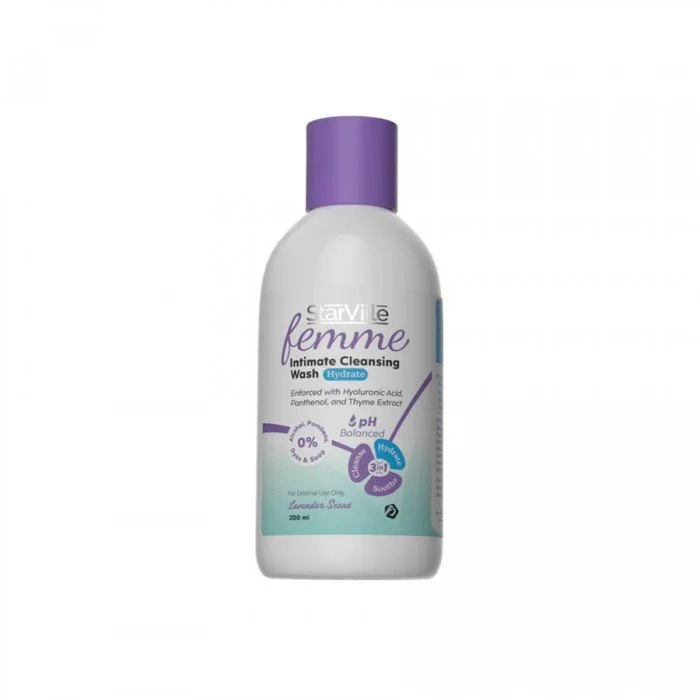 StarVille Femme Intimate Cleansing Wash Hydrate 200ml
Product Overview: StarVille Femme Intimate Cleansing Wash is a gentle and